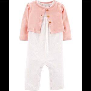 Carter's Girls' 2-Piece Jumpsuit & Cardigan Set